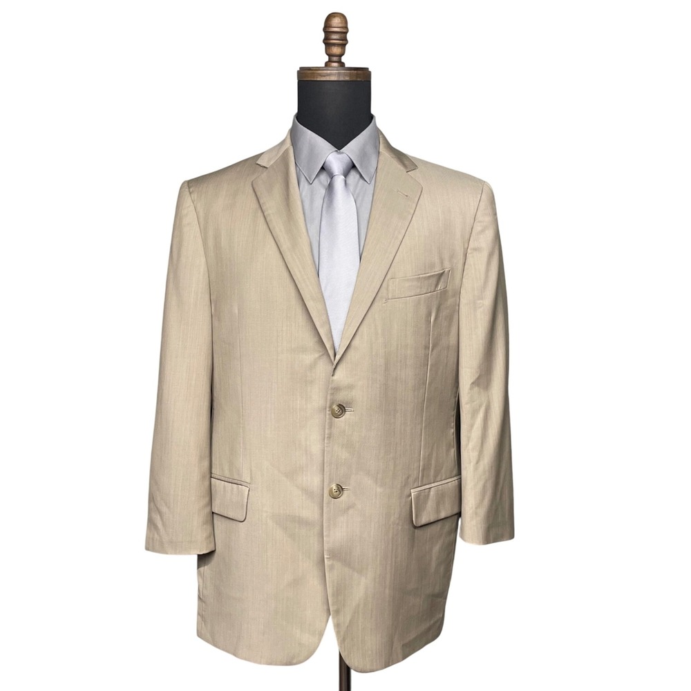 Joseph Abboud Blazer Men 42R Tan Super 120s Wool 2-Button Professional Classic